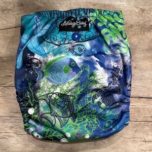 NEW w/tag Lalabye Baby Ocean Print Reusable Cloth Diaper
